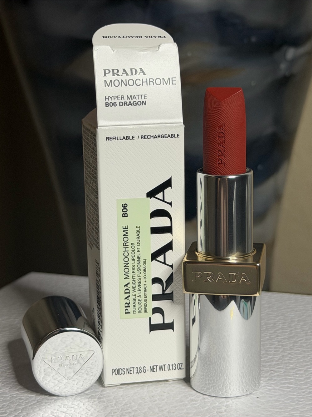 Prada Monochrome Hyper Matte Lipstick B06 Dragon -